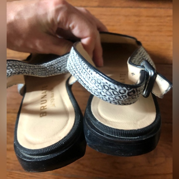 ❤️Brunate Black and White Slingback Sandals Shoes Leather Made in Italy EUR 37.5 - Picture 6 of 8